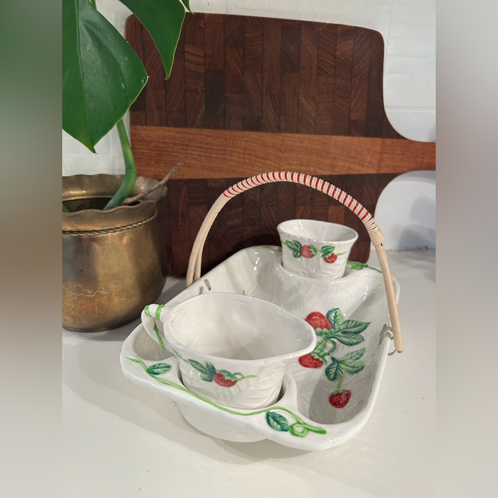 Majolica ESD Japan. Ensemble de services sucrier et crémier. Porcelaine 1960